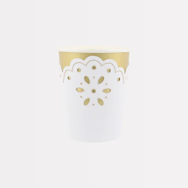 Vasos puntilla inglesa - 8 uds