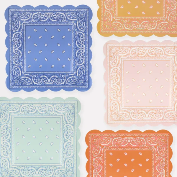 Platos cuadrados Western Bandana - 8 uds