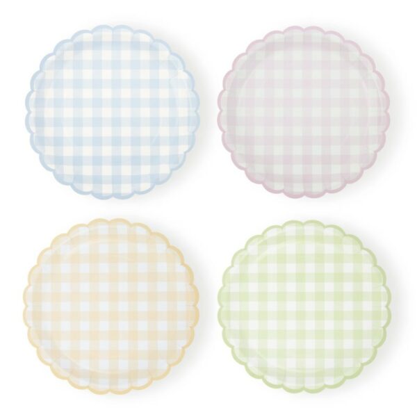 8 Platos cuadritos vichy color surtido