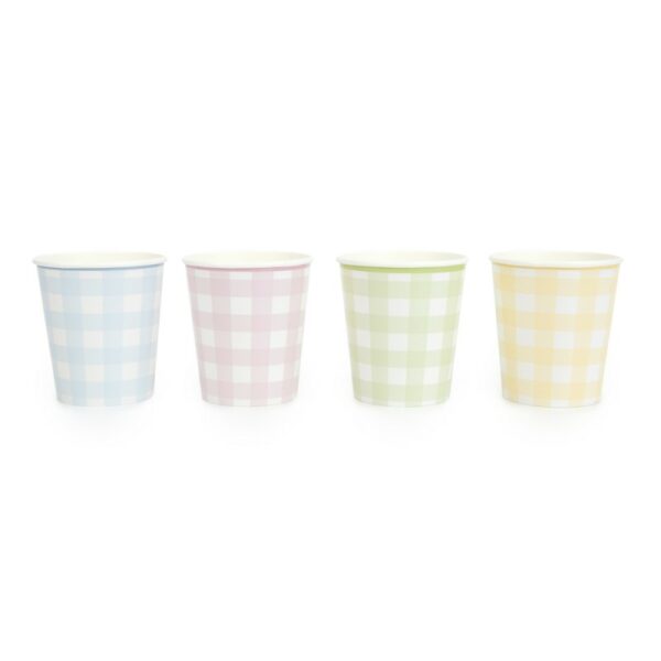 8 Vasos cuadritos vichy color surtido