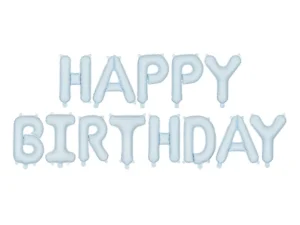 Globos Happy Birthday azul claro
