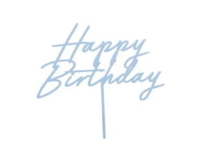 Topper Happy Birthday azul empolvado