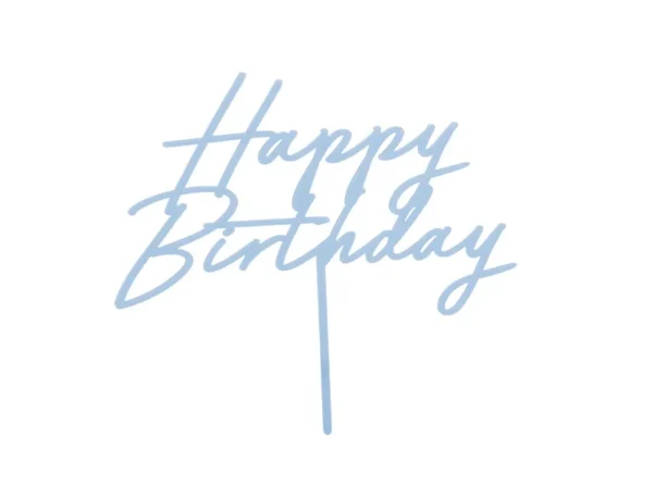 Topper Happy Birthday azul empolvado