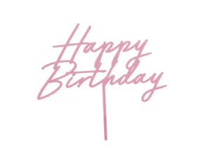 Topper Happy Birthday rosa