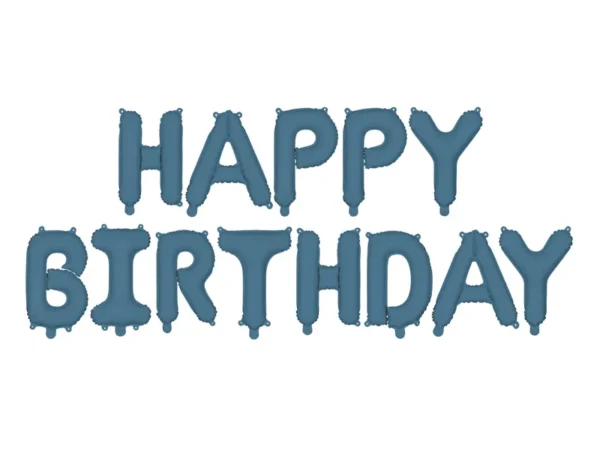 Globos Happy Birthday azul marino empolvado