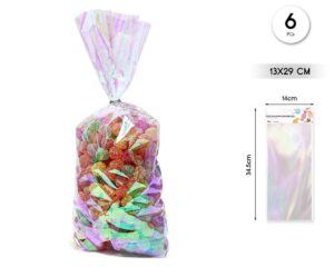 Bolsas de celofan transparente irisado 13x29cms -6uds-