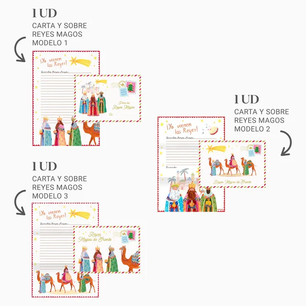 Cartas y Sobres de Reyes Magos 3 uds