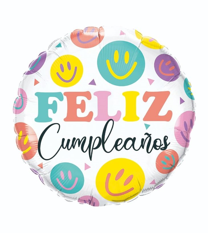 GLOBO-FELIZ-CUMPLEAÑOS-SMILEY-FIESTAS-INFANTILES-CUMPLEAÑOS Globo feliz cumpleaños Smiley 45cms