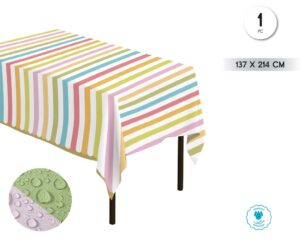 Mantel de papel impermeable rayas pastel 137x214cms