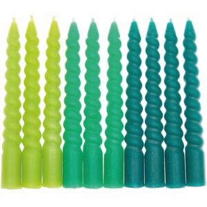 Velitas espiral verde para aro de madera portavelas