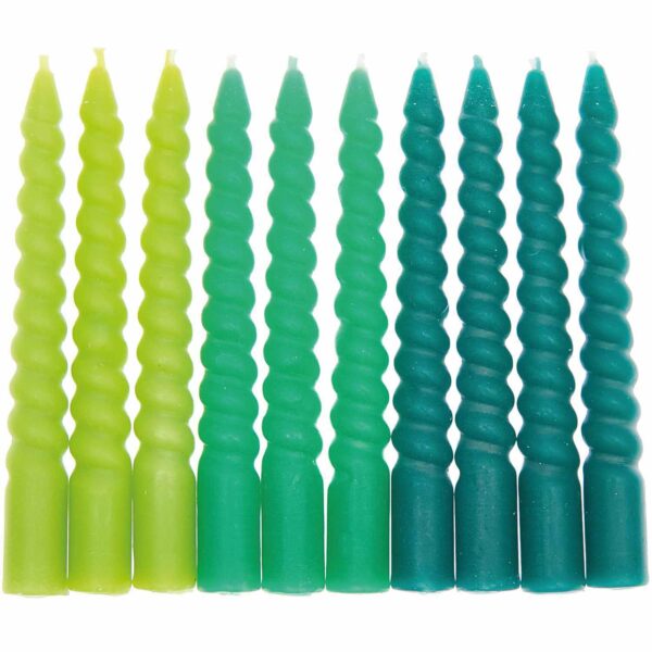Velitas espiral verde para aro de madera portavelas