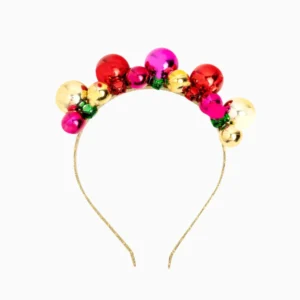 Diadema navideña con bolas y cascabeles