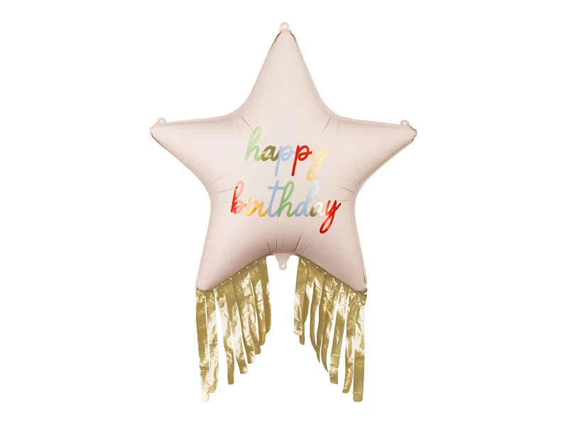 GLOBO-ESTRELLA-FELIZ-CUMPLEAÑOS-FLECOS-GRAMAJESHOP-VALENCIA Globo estrella Happy Birthday con flecos