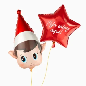 Globo Elfo + Globo estrella "Ya estoy aquí"